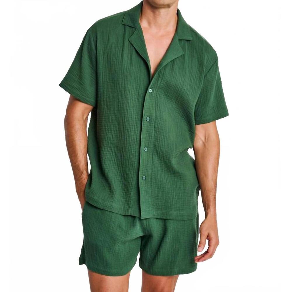 NEW EVERYDAY SUNDAY bonded cotton beach shirt in rain forest